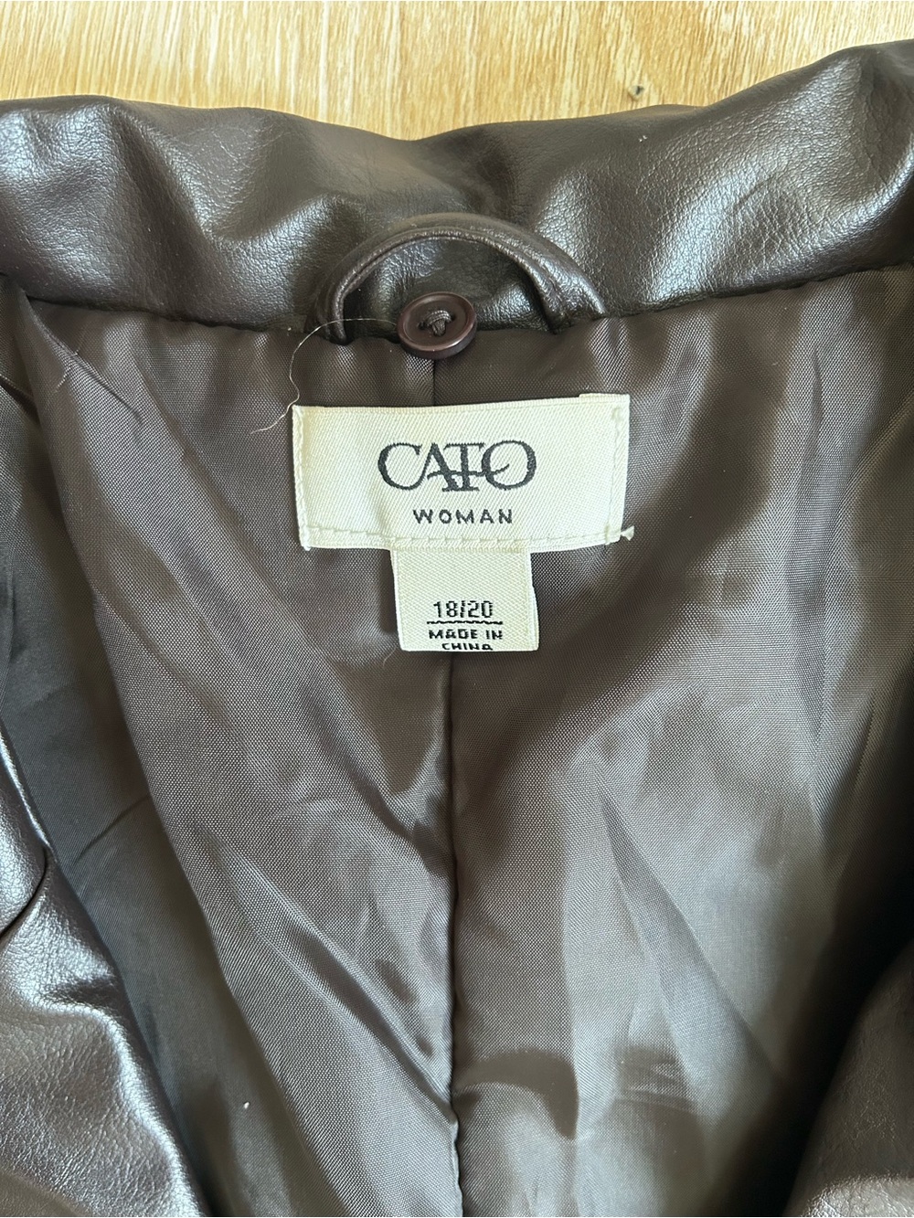 Cato Woman 18/20 Espresso Faux Leather Jacket